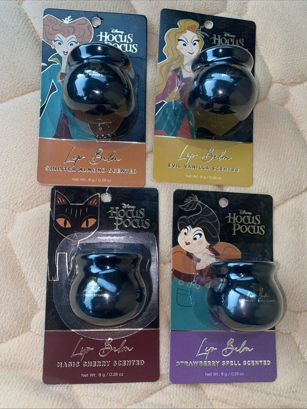 Disney Hocus Pocus Halloween Lip Balm Set Of 4 Cherry Strawberry Vanilla Almond